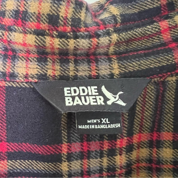 Eddie Bauer Red and Gold Plaid Shirt - Picture 2 of 4